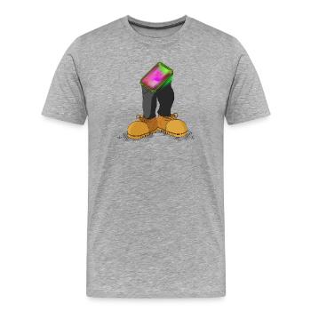 PROFIL GENOMMEN - Männer Premium Bio T-Shirt - Grau meliert - Vorne - Damien (186cm)