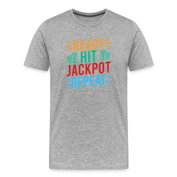 Fan de jeux d’argent prêt à gagner jackpot et à répéter le casino - T-shirt bio Premium Homme - gris chiné - Devant - Damien (186cm)