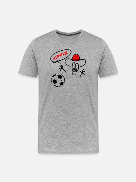 Cowboy Fußball - Männer Premium Bio T-Shirt - Grau meliert
