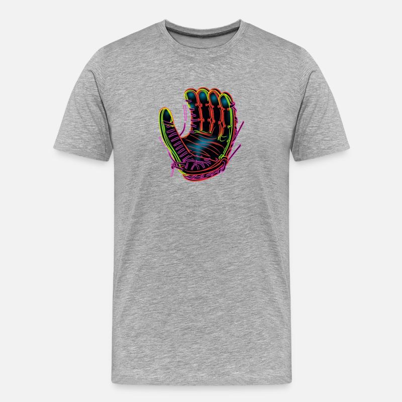 Baseball Handschuh Synthwave - Männer Premium Bio T-Shirt - Grau meliert