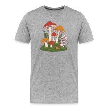 Motif de forêt de rêve champignonnant - T-shirt bio Premium Homme - gris chiné - Devant - Damien (186cm)