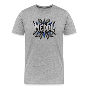Meddl – fränkischer Metal Spruch - Männer Premium Bio T-Shirt - Grau meliert - Vorne - Damien (186cm)