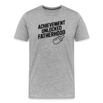 Achievement Unlocked Fatherhood - Men's Premium Organic T-Shirt - heather grey - Front - Damien (186cm)