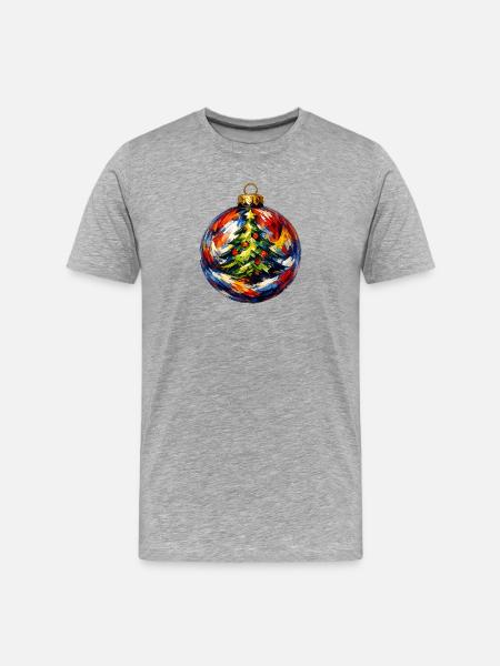 Weihnachtskugel mit Tannenbaummotiv - Männer Premium Bio T-Shirt - Grau meliert