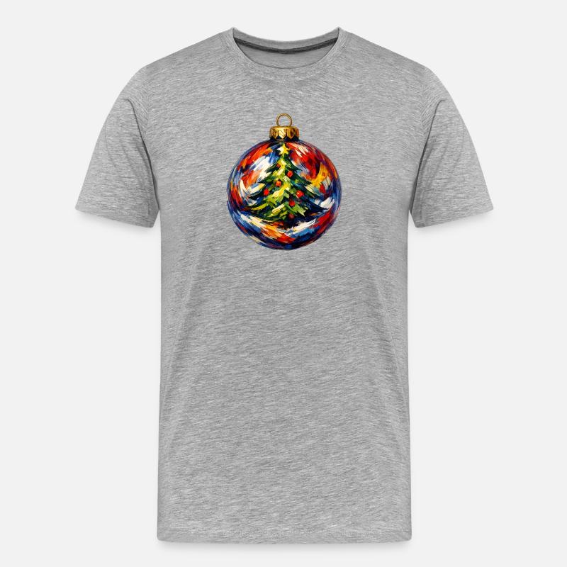 Weihnachtskugel mit Tannenbaummotiv . KI generiert - Männer Premium Bio T-Shirt - Grau meliert