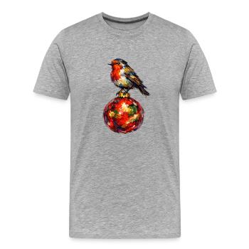 Vogel auf Weihnachtskugel - Männer Premium Bio T-Shirt - Grau meliert - Vorne - Damien (186cm)