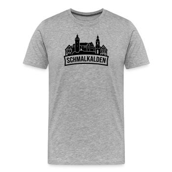 Schmalkalden Silhouette Wahrzeichen - Männer Premium Bio T-Shirt - Grau meliert - Vorne - Damien (186cm)