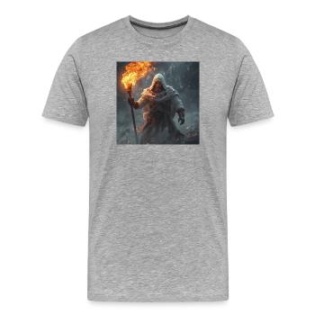 Slavic Warrior Jarylo - Dark Fantasy - Men's Premium Organic T-Shirt - heather grey - Front - Damien (186cm)