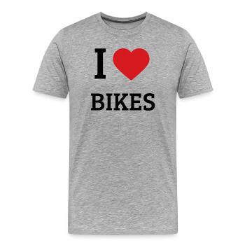 I Love Bikes Spruch – Fahrrad & Rennrad T-Shirt - Männer Premium Bio T-Shirt - Grau meliert - Vorne - Damien (186cm)