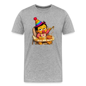 Festbaby: Bunte Flecken - Männer Premium Bio T-Shirt - Grau meliert - Vorne - Damien (186cm)