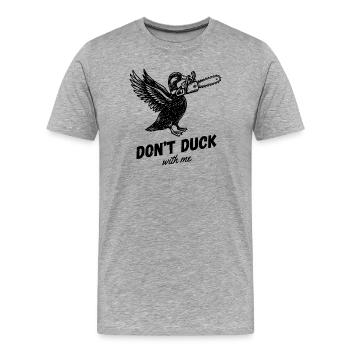 Ente Kettensäge Wasservogel Erpel Lustig Sarkasmus - Männer Premium Bio T-Shirt - Grau meliert - Vorne - Damien (186cm)