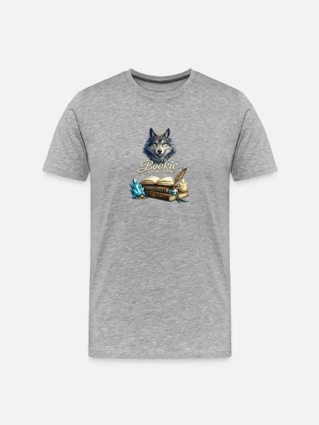 Bücherwolf: Stolz aufs Lesen - Männer Premium Bio T-Shirt - Grau meliert