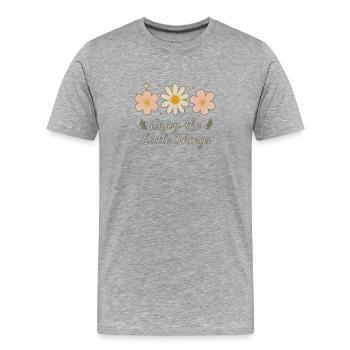 Profitez du motif floral des petites choses - T-shirt bio Premium Homme - gris chiné - Devant - Damien (186cm)