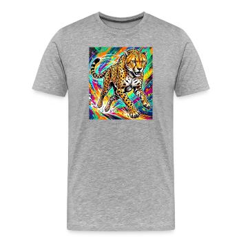 guépard - T-shirt bio Premium Homme - gris chiné - Devant - Damien (186cm)