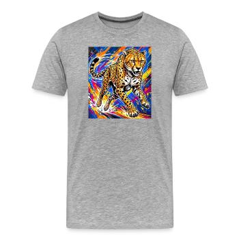 guépard - T-shirt bio Premium Homme - gris chiné - Devant - Damien (186cm)