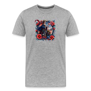 Florale Patriotische Königin - Männer Premium Bio T-Shirt - Grau meliert - Vorne - Damien (186cm)