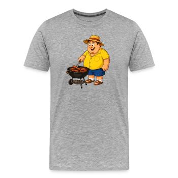 Barbecue avec cabane en paille - T-shirt bio Premium Homme - gris chiné - Devant - Damien (186cm)