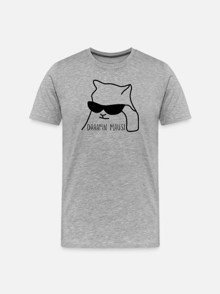 damn Mausi - Männer Premium Bio T-Shirt - Grau meliert