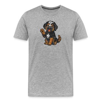 Doodle Black-Tri - Cuddly Dog Puppy - Men's Premium Organic T-Shirt - heather grey - Front - Damien (186cm)