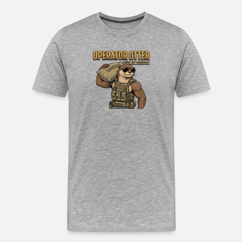 Operator Otter - Männer Premium Bio T-Shirt - Grau meliert