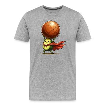 Un super-héros avocat soulève le globe - T-shirt bio Premium Homme - gris chiné - Devant - Damien (186cm)