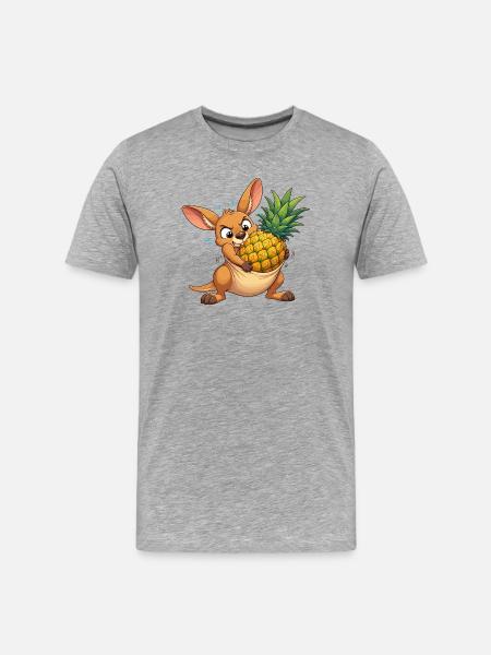 Kangaroo with Pineapple Cartoon - Men's Premium Organic T-Shirt - heather grey