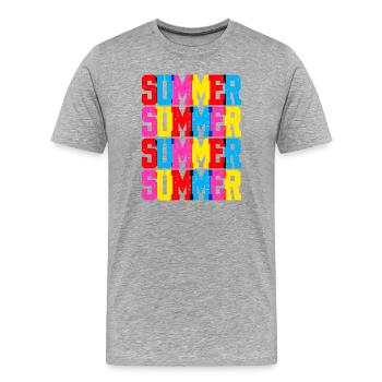 Pop Art rétro Summer Typographie répétée - T-shirt bio Premium Homme - gris chiné - Devant - Damien (186cm)