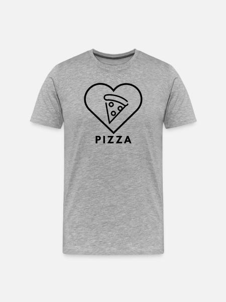 Pizza Lover Heart - Männer Premium Bio T-Shirt - Grau meliert