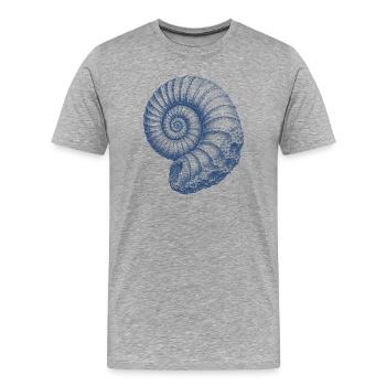 Ammonit Fossil Urzeit Meer Vintage Kunst - Männer Premium Bio T-Shirt - Grau meliert - Vorne - Damien (186cm)