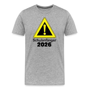 Schulanfänger 2026 - Männer Premium Bio T-Shirt - Grau meliert - Vorne - Damien (186cm)