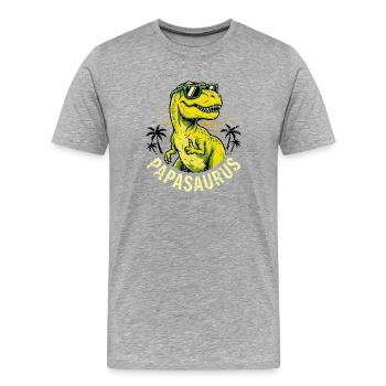 Papasaurus Dinosaure T-Rex Papa Vintage - T-shirt bio Premium Homme - gris chiné - Devant - Damien (186cm)