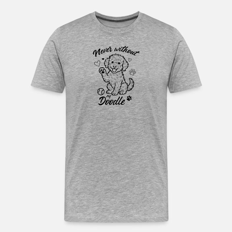 Never without my Doodle - Männer Premium Bio T-Shirt - Grau meliert