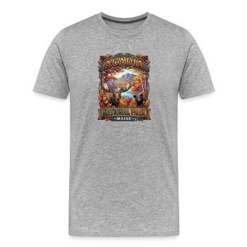 Acadia Nationalpark Herbstlandschaft Moose - Männer Premium Bio T-Shirt - Grau meliert - Vorne - Damien (186cm)