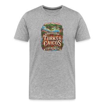 Édition Paradis Tropical Turks-et-Caïques - T-shirt bio Premium Homme - gris chiné - Devant - Damien (186cm)