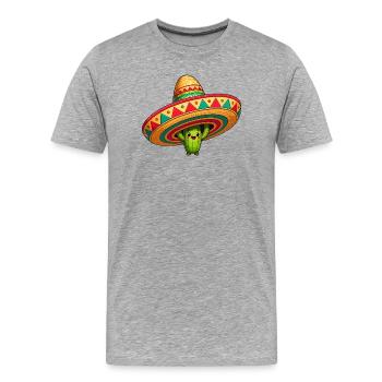 Cactus Sombrero Fiesta - T-shirt bio Premium Homme - gris chiné - Devant - Damien (186cm)