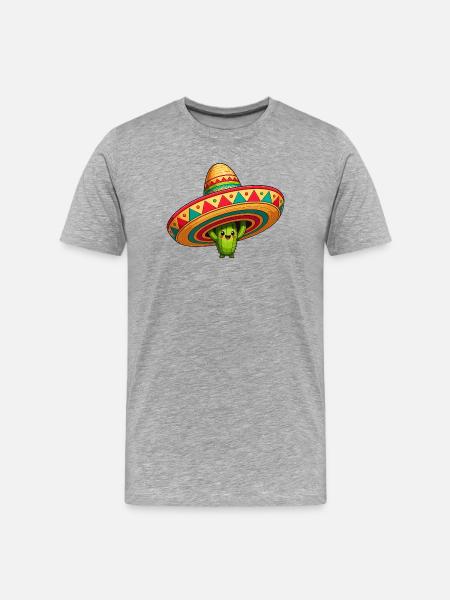 Cactus Sombrero Fiesta - Men's Premium Organic T-Shirt - heather grey