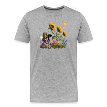 Bee films de tournesols - T-shirt bio Premium Homme - gris chiné - Devant - Damien (186cm)
