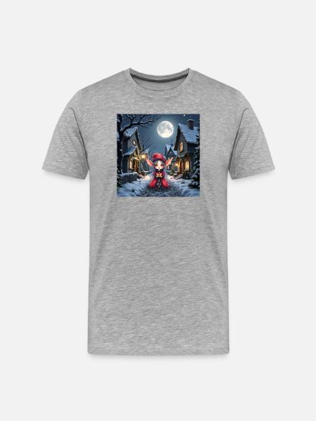 Lunar Christmas Elf with Gift - Men's Premium Organic T-Shirt - heather grey