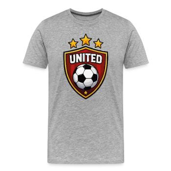 Blason de football United Shield - T-shirt bio Premium Homme - gris chiné - Devant - Damien (186cm)