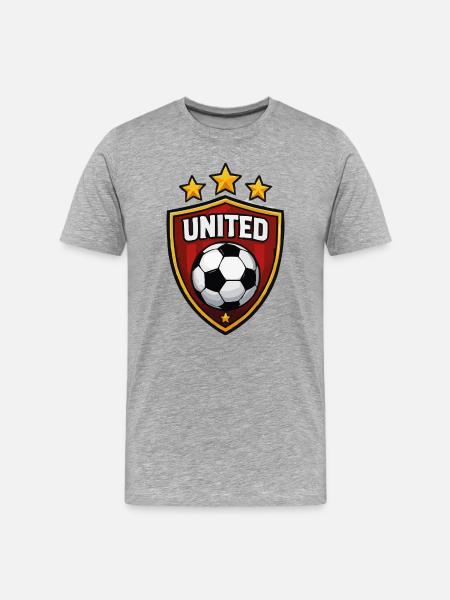 United Shield Fußball Wappen - Männer Premium Bio T-Shirt - Grau meliert
