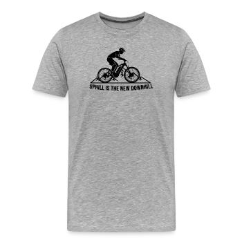 Minimal Cycle Silhouette Over Hills - Men's Premium Organic T-Shirt - heather grey - Front - Damien (186cm)