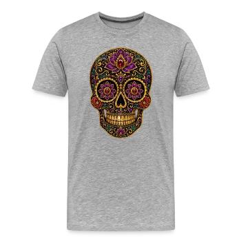 Opulenter Blumenkopf Schmuck - Männer Premium Bio T-Shirt - Grau meliert - Vorne - Damien (186cm)