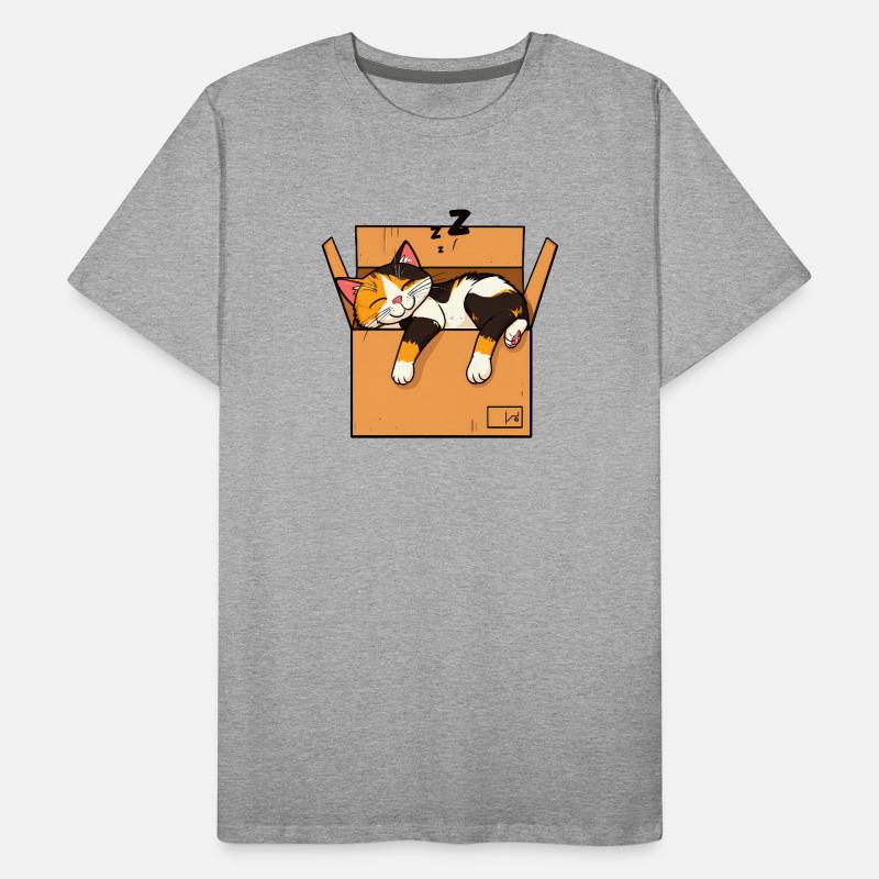 Katze schläft im Karton Männer Premium Bio T-Shirt