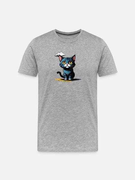 Cat under a rain cloud - Men's Premium Organic T-Shirt - heather grey