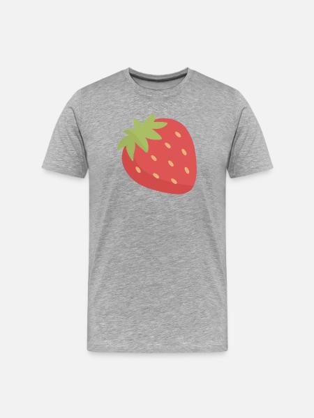 Erdbeer-Pop-Art-Charme - Männer Premium Bio T-Shirt - Grau meliert