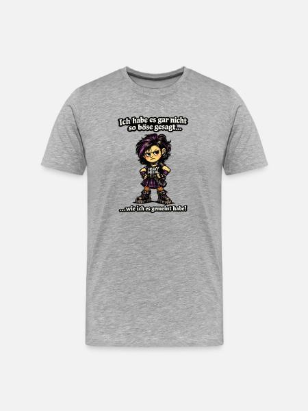 Punk-Mädchen Heavy-Metal Ironie - Männer Premium Bio T-Shirt - Grau meliert