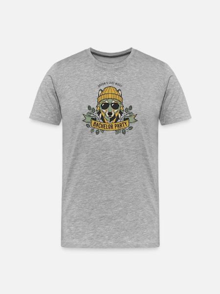 Wolf Mask Bachelor Party Design - Men's Premium Organic T-Shirt - heather grey