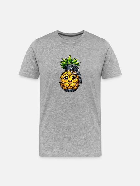 Pineapple Pomegranate Kawaii - Men's Premium Organic T-Shirt - heather grey