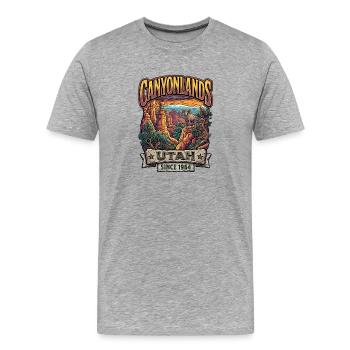 Canyonlands, Utah, millésime 1964 - T-shirt bio Premium Homme - gris chiné - Devant - Damien (186cm)