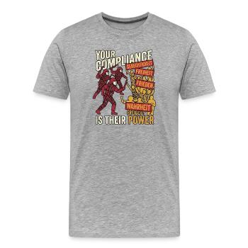 Gegen Unterdrückung Und Gewalt - Männer Premium Bio T-Shirt - Grau meliert - Vorne - Damien (186cm)